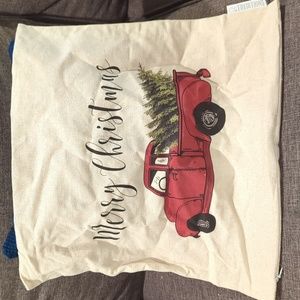Christmas pillow cover, red truck with tree